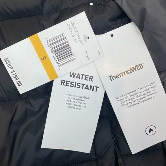 Spyder | ‘Circuit’ Black & Grey Water Repellent Rain & Snow Hooded Puffer Jacket - Picture 11 of 14